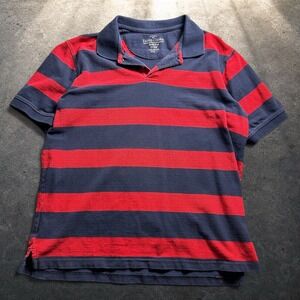 Faded Glory Mens Striped Polo Shirt Navy Blue Red Retro 90s Skater Size Large
